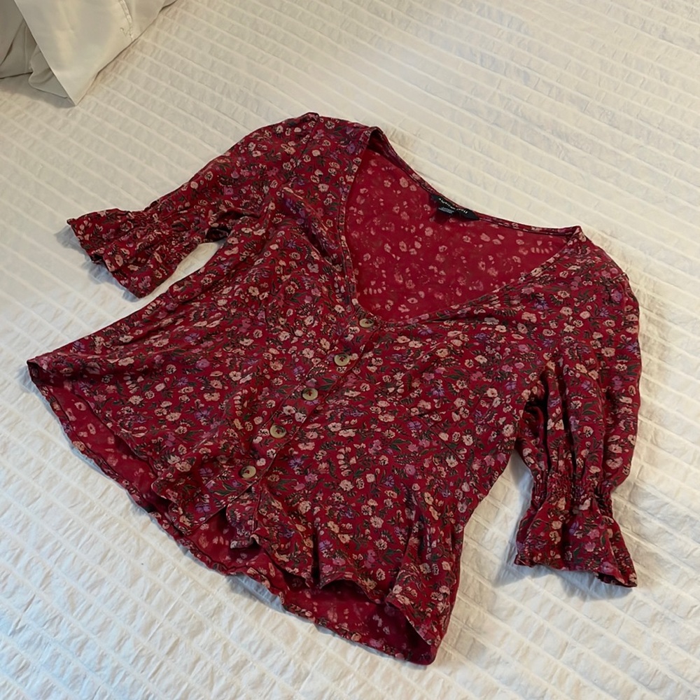 Red floral top